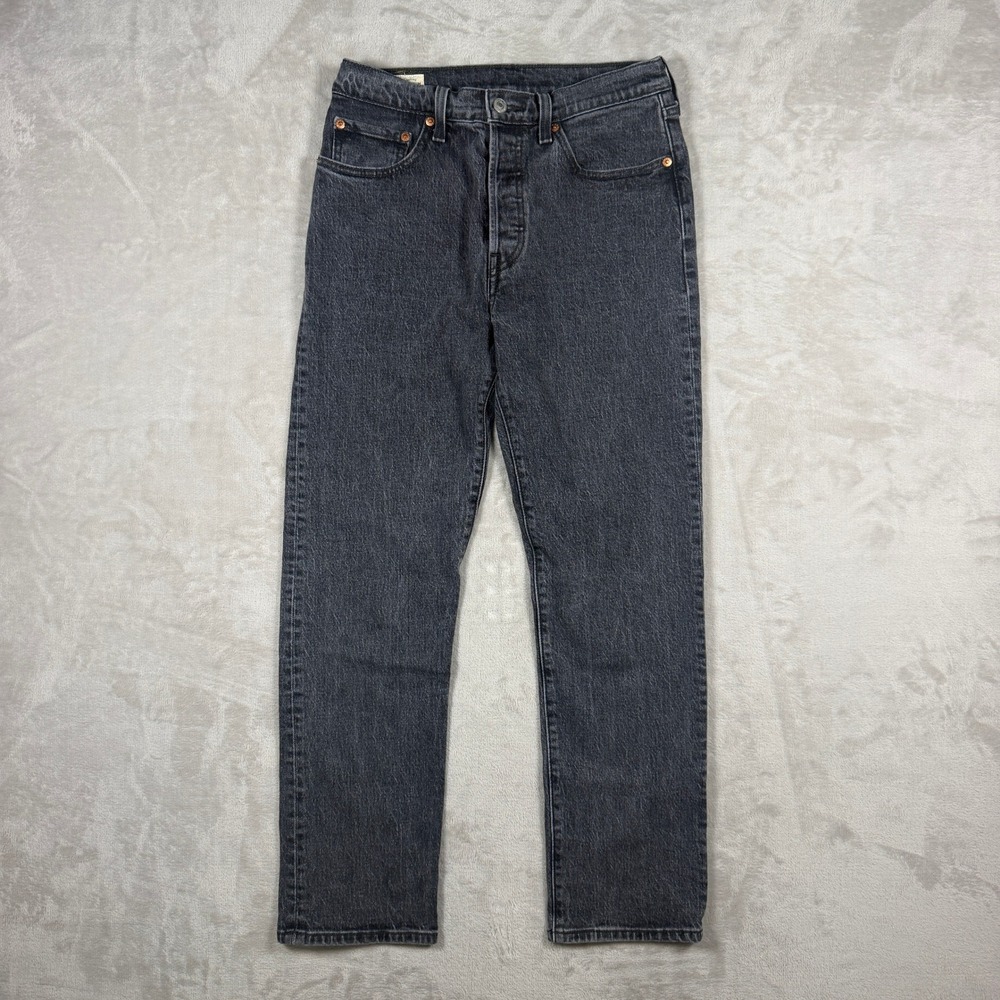 Levi's 501 Original Fit Jeans Womens 27x28 Washed Black Straight Leg 36200-0111